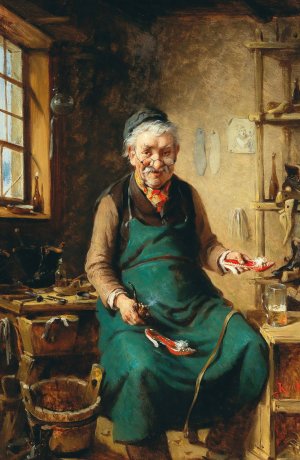 Der Schuster by Hermann Kern Oil Painting