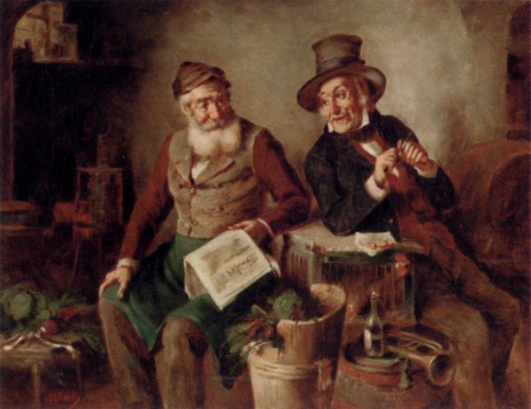 Main Product Photo of Discussing The News Painting by Hermann Kern