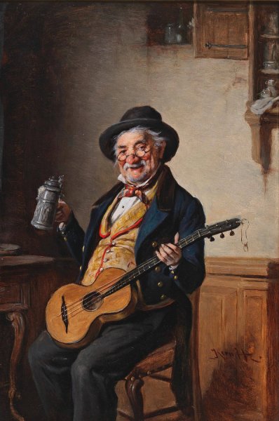 In guter Stimmung by Hermann Kern - Hand-Painted Oil Painting Reproduction