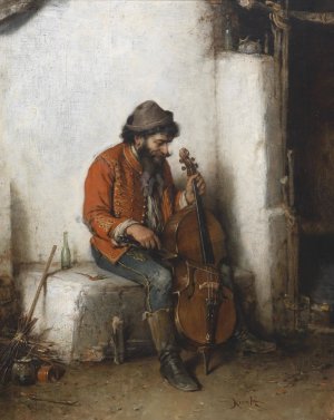 Musicirender Zigeuner by Hermann Kern Oil Painting