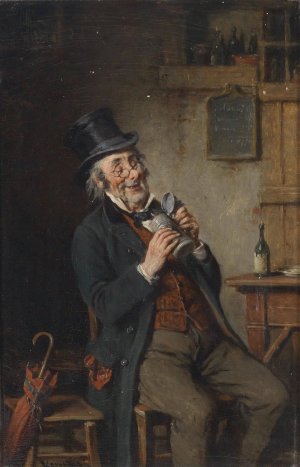 Schon wieder leer by Hermann Kern Oil Painting