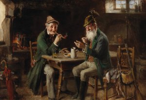 Spinning a Yarn Oil painting by Hermann Kern