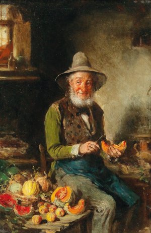 The Fruit Seller by Hermann Kern Oil Painting