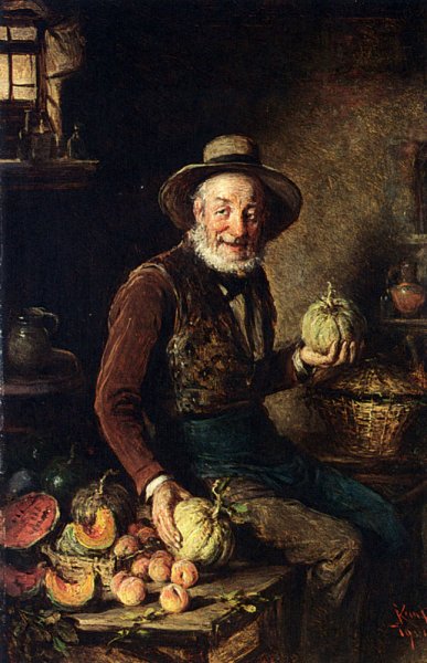 Main Product Photo of The Pumpkin Seller Painting by Hermann Kern