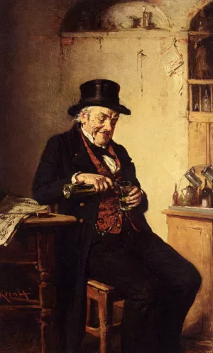 The Thirsty Reader by Hermann Kern Oil Painting