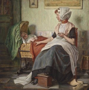 Gut bewachter Schlaf by Hermann Knopf Oil Painting