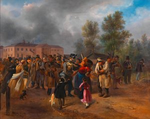 Abmarsch der Wiener Freiwilligen im Jahr 1849 by Hermann Kowalski Oil Painting