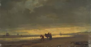 Hollandische Seekuste bei Ebbe by Hermann Mevius Oil Painting