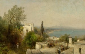Bay of Naples by Hermann Ottomar Herzog Oil Painting