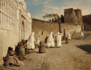 Entrance into the Alhambra, Spain by Hermann Ottomar Herzog Oil Painting