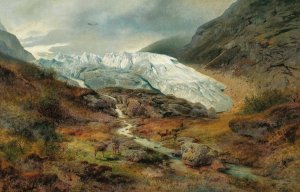 Gletscherlandschaft by Hermann Ottomar Herzog Oil Painting