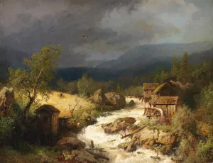 Mill on a Torrent Oil painting by Hermann Ottomar Herzog