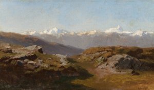 Snow-Capped Peaks by Hermann Ottomar Herzog Oil Painting