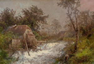 The Old Mill by Hermann Ottomar Herzog Oil Painting