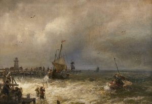 The Return from Fishing by Hermann Ottomar Herzog Oil Painting