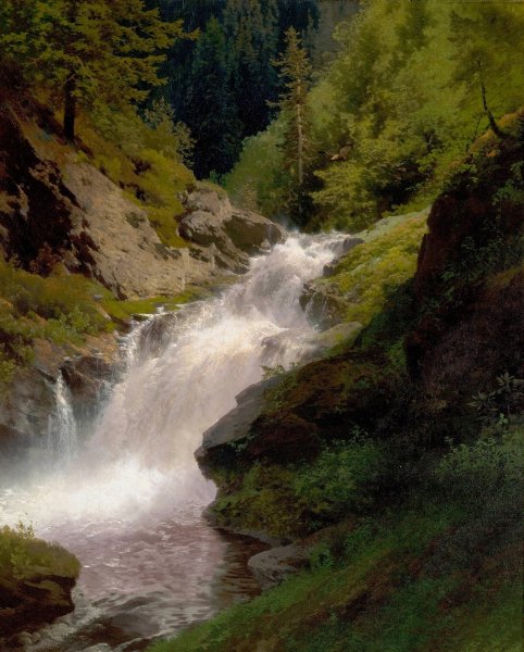 Main Product Photo of Winona Falls  Painting by Hermann Ottomar Herzog
