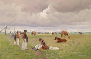 Junge Hirten in der Puszta by Hermann Reisz Oil Painting