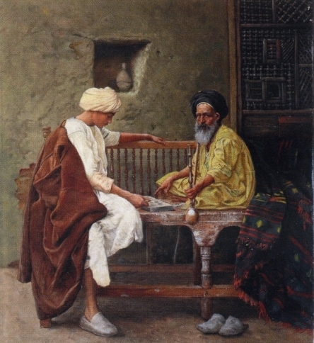 Playing a Game of Mancala by Hermann Reisz - Hand-Painted Oil Painting Reproduction