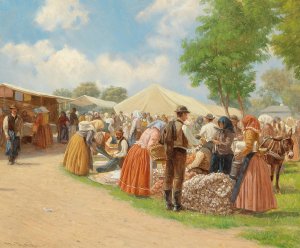 Vegetable Market by Hermann Reisz Oil Painting