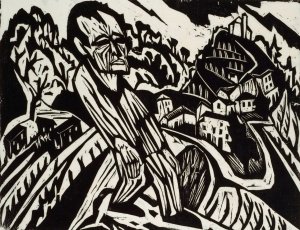 Mann in Landschaft by Hermann Scherer Oil Painting