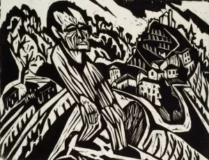 Mann in Landschaft by Hermann Scherer Oil Painting