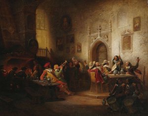 Soldaten in einem Speisesaal by Hermann Schmitz Oil Painting