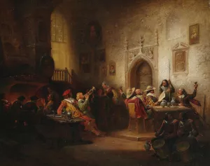 Soldaten in einem Speisesaal by Hermann Schmitz Oil Painting