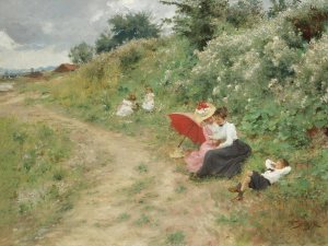 A Summer Outing by Hermann Seeger Oil Painting