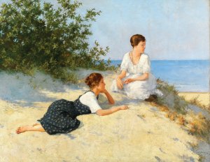 In the dunes on the Baltic Sea shore by Hermann Seeger Oil Painting