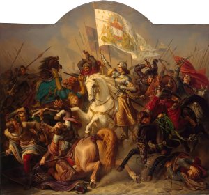 Joan of Arc in Battle by Hermann Stilke Oil Painting