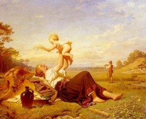 A Little Distraction by Hermann Wilhelm Soltau Oil Painting