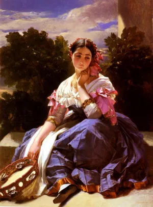 Jeune Fille De L'Ariccia by Hermann Winterhalter Oil Painting