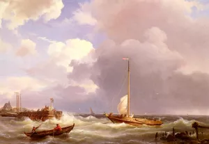 Returning to the Sound by Hermanus Koekkoek Snr Oil Painting