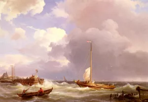 Returning to the Sound Oil painting by Hermanus Koekkoek Snr