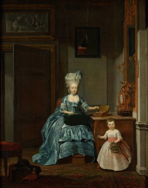 Susanna van Collen nee Mogge and her daughter by Hermanus Numan Oil Painting