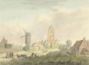 Kerk van het dorp Westkapelle in Zeeland by Hermanus Petrus Schouten Oil Painting