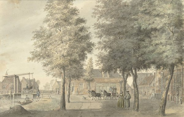 Plein in het dorp Zuilen  by Hermanus Petrus Schouten - Hand-Painted Oil Painting Reproduction