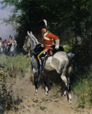 Hussars by Hermanus Willem Koekkoek Oil Painting