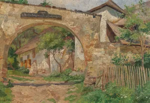 Bauernhof (A Farmyard) Oil painting by Hermine Von Janda