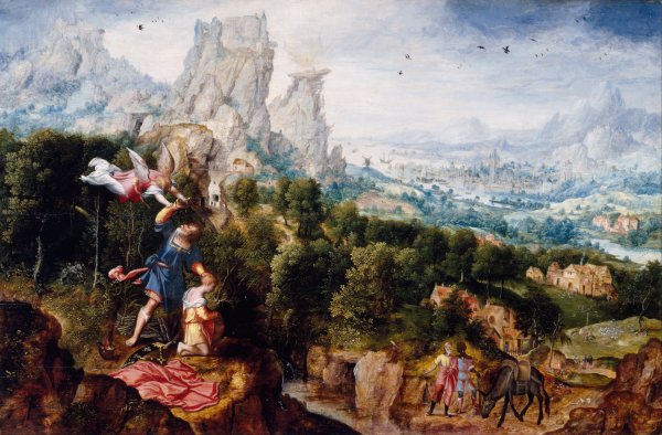 Landscape with the Offering of Isaac  by Herri Met De Bles - Hand-Painted Oil Painting Reproduction