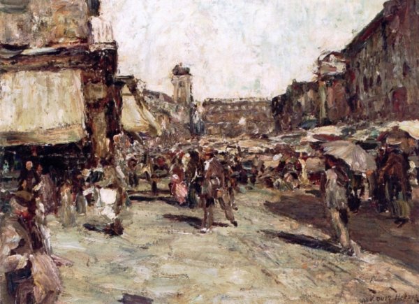 Main Product Photo of Market Scene Painting by Lewis E. Herzog