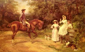A Meeting by the Stile by Heywood Hardy Oil Painting