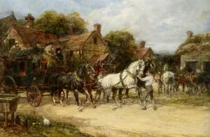Changing Horses by Heywood Hardy - Oil Painting Reproduction