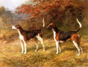 Chorister and Norman a Couple of Fox Hounds painting by Heywood Hardy
