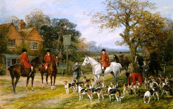 Main Product Photo of Meeting Before the Fox Hunt Painting by Heywood Hardy