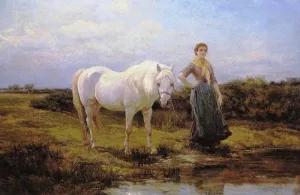 Noonday Taking a Horse to Water by Heywood Hardy - Oil Painting Reproduction