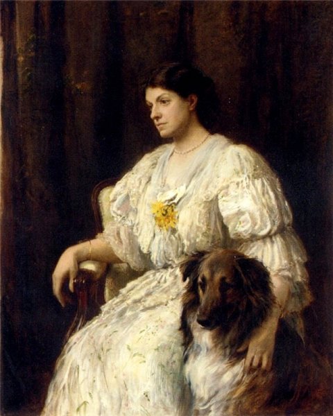 Portrait of a Lady with Her Collie