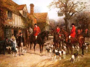 The Meet at the Ye Olde Wayside Inn by Heywood Hardy Oil Painting