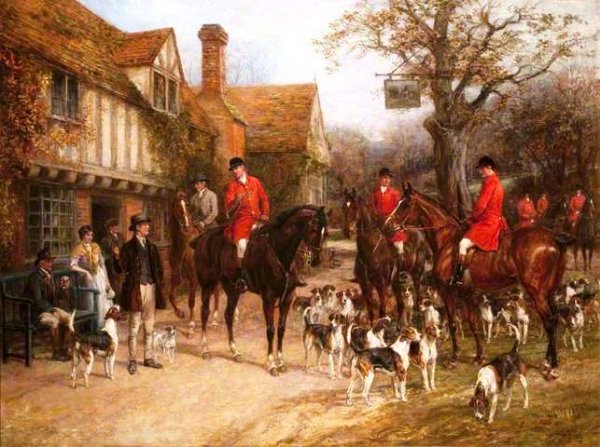 Main Product Photo of The Meet at the Ye Olde Wayside Inn Painting by Heywood Hardy