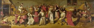 Battle between Carnival and Lent by Hieronymus Bosch Oil Painting